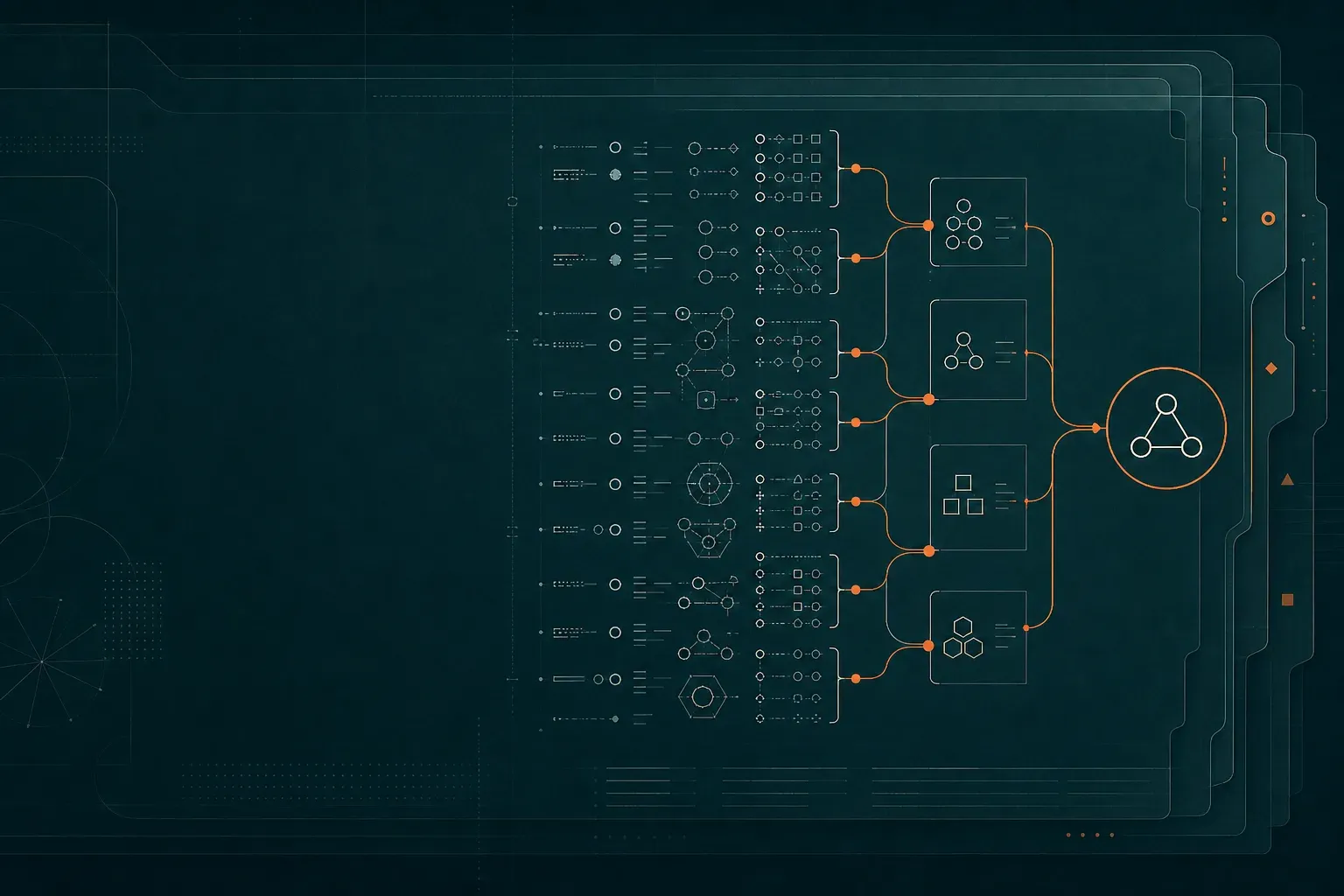 A visual lexicon groups dense technical concept markers into a small set of clear connected families.