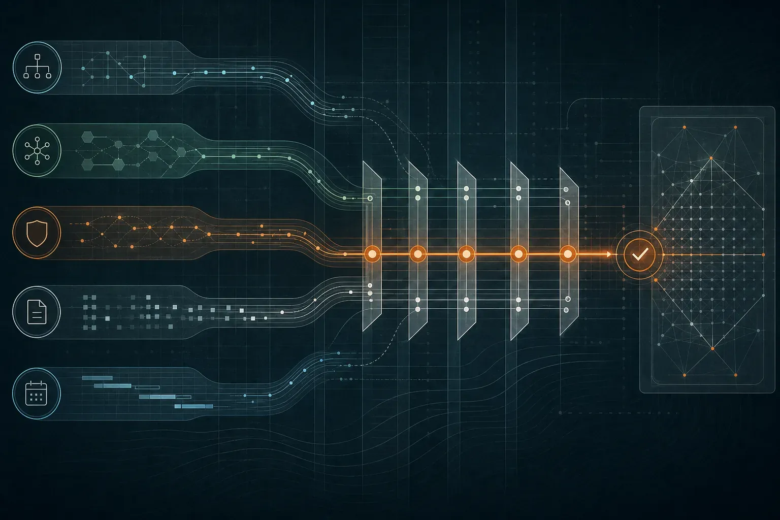 Application, infrastructure, security, evidence and release workstreams converge through one sequenced remediation plan.